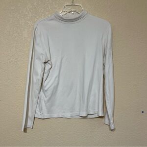 St. John’s Bay Classic Mock Neck Long Sleeve Top Cream Size Large